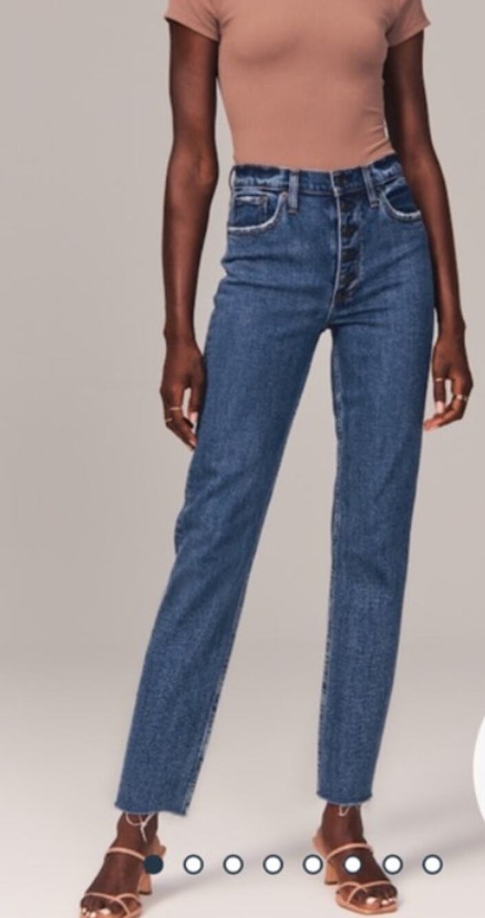 Abercrombie & Fitch The Mom High Rise Jeans Button Fly Frayed Women size 8 / 29